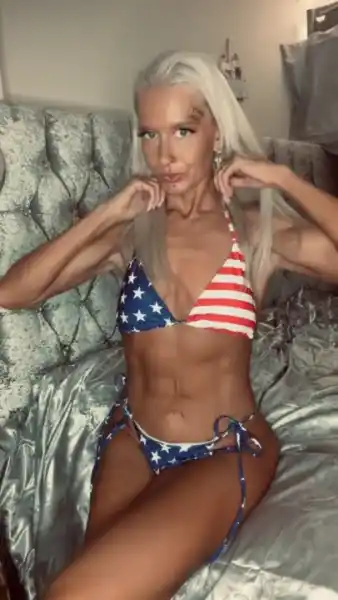 Bikini try on time, starting with the sexy American flag slutty Pamela Anderson style look, I hope you like it, come be my American boy!